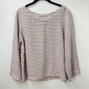 Artisan NY Womens 100% Linen Strip Long Sleeve Boxy Top Size L